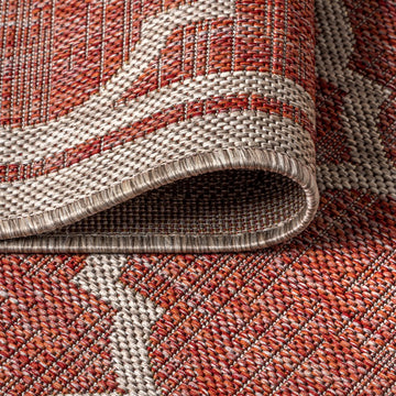 Trebol Moroccan Trellis Textured Weave Indoor/outdoor Round Rug